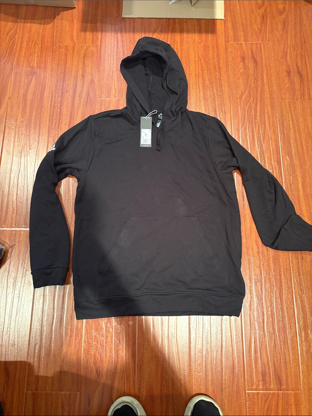 adidas Men's Black Pullover Hoodie with Drawstring